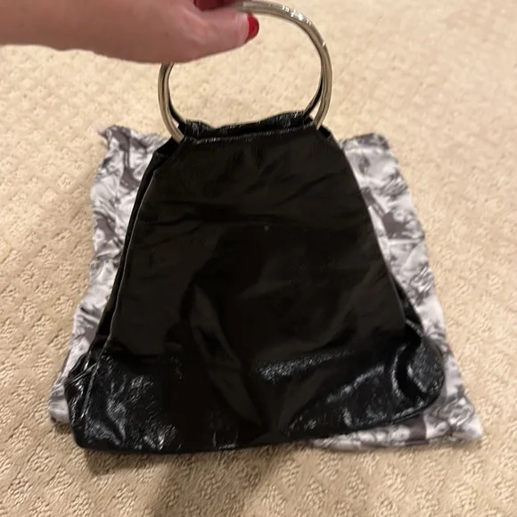 Junior Drake black leather clutch with silk dust bag - Picture 2 of 5